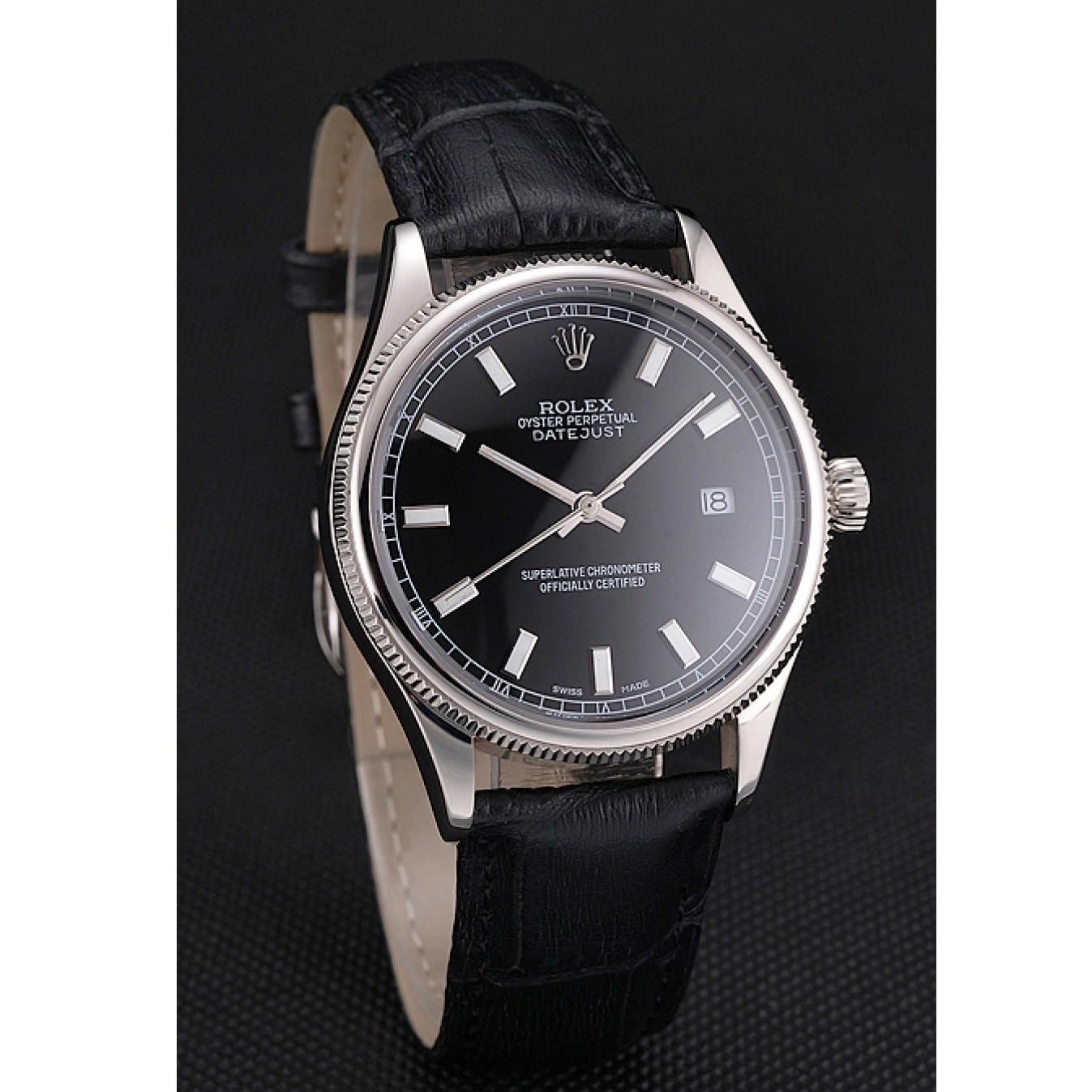 Good copy rolex watches Steel Black Rolex Dial And Swiss Datejust Bracelet Stainless Case 0804